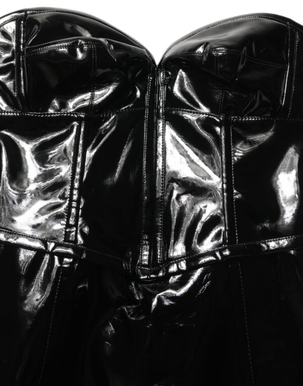 Black Patent Leather Corset Style Mini Dress