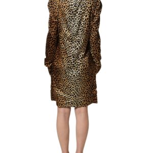 Brown Ocelot Print Long Sleeve Mini Dress