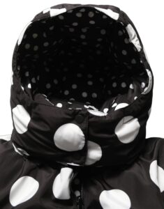 Black White Polka Dot Hooded Blouson Jacket