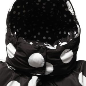 Black White Polka Dot Hooded Blouson Jacket