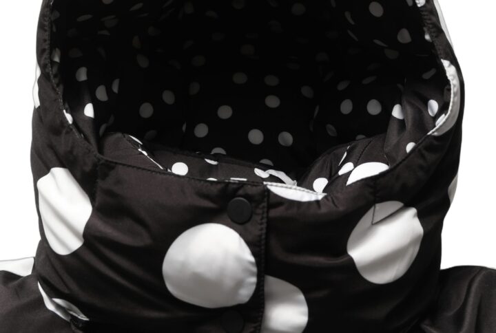 Black White Polka Dot Hooded Blouson Jacket - Jag Couture London
