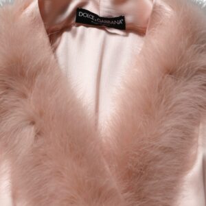 Light Pink Silk Turkey Feather Robe Jacket