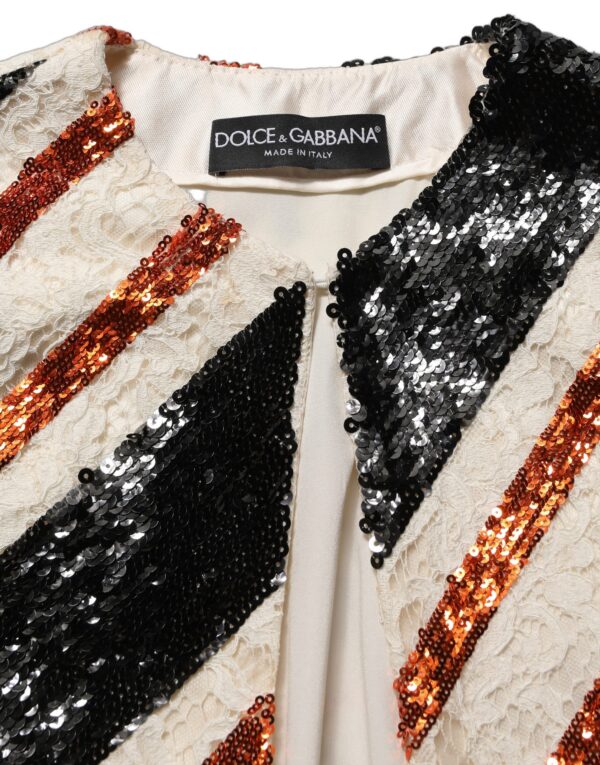 Multicolor Stripe Sequin Duster Coat Jacket