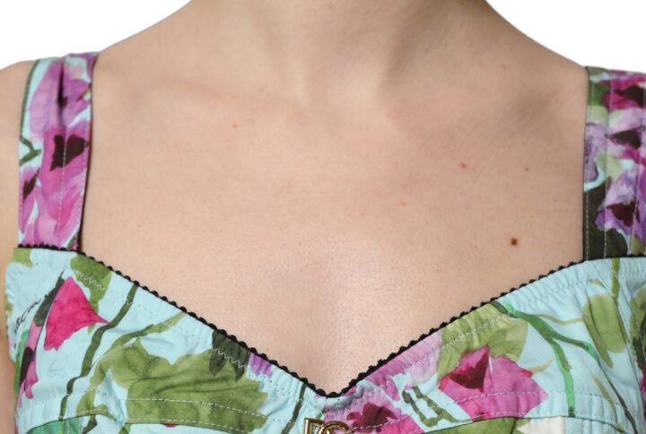 Multicolor Floral Cropped Bustier Tank Top | Jag Couture London – New York