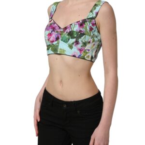 Multicolor Floral Cropped Bustier Tank Top