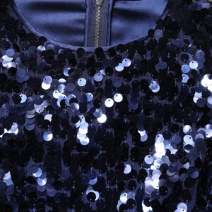 Blue Sequined Long Sleeves Crop Blouse Top