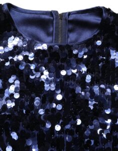 Blue Sequined Sleeveless Cropped Tank Top