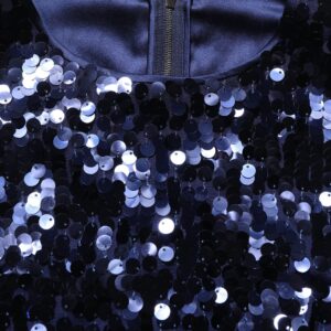 Blue Sequined Sleeveless Cropped Tank Top