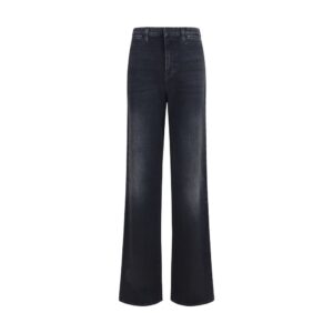 Black Cotton Straight-Leg Jeans