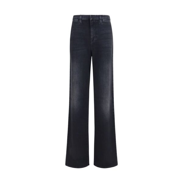 Black Cotton Straight-Leg Jeans