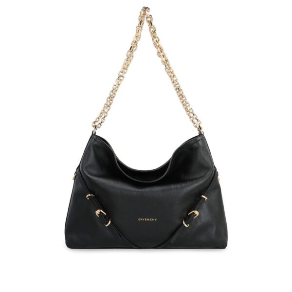 Black Calfskin Shoulder Bag