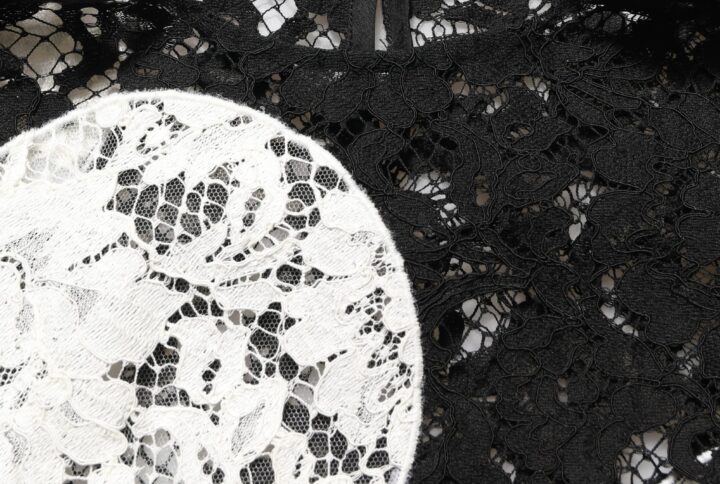 Black White Floral Lace Short Sleeve Blouse Top - Jag Couture London