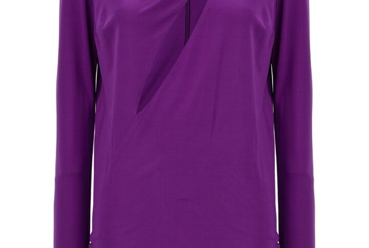 Purple Viscose Short Dress - Jag Couture London