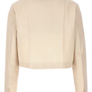 Beige Wool Full-Length Jacket - Jag Couture London