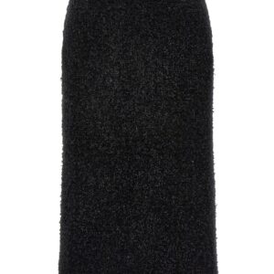 Black Cotton Midi Skirt