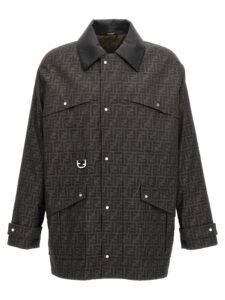 Brown Polyester Full-Length Jacket
