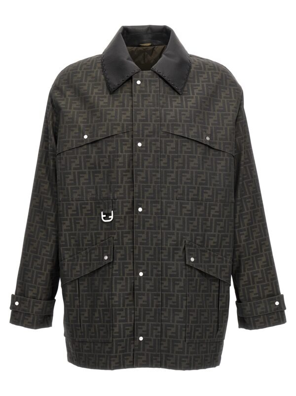 Brown Polyester Full-Length Jacket