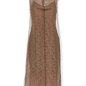 Beige Cotton Midi Dress