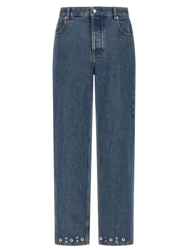 Blue Cotton Straight-Leg Jeans