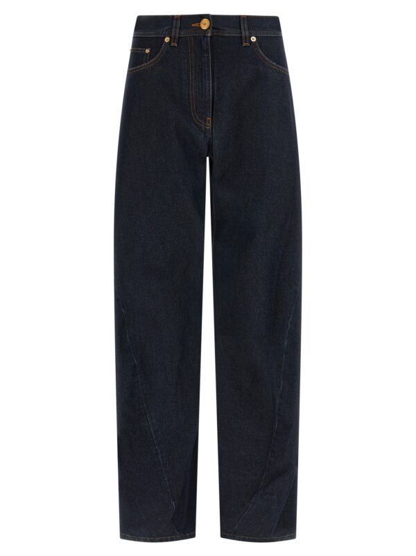 Blue Cotton High-Waisted Jean