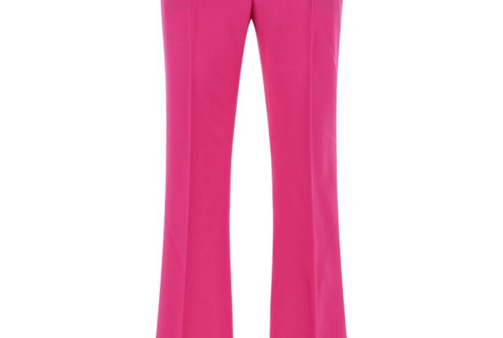 Fuchsia Virgin Wool Flared Pants | Jag Couture London – New York