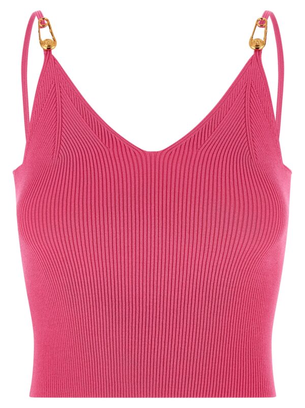 Fuchsia Viscose Sleeveles T-Shirt