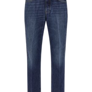 Blue Cotton Straight-Leg Jeans