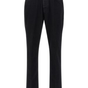 Black Cotton Straight-Leg Jeans