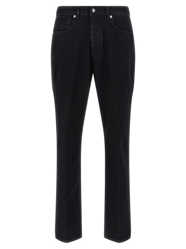 Black Cotton Straight-Leg Jeans