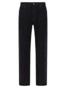 Black Cotton Straight-Leg Jeans
