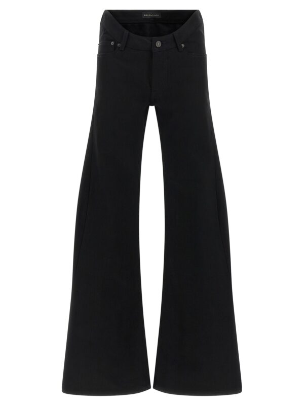 Black Cotton Flared Jeans