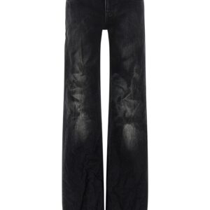 Black Cotton Flared Jeans