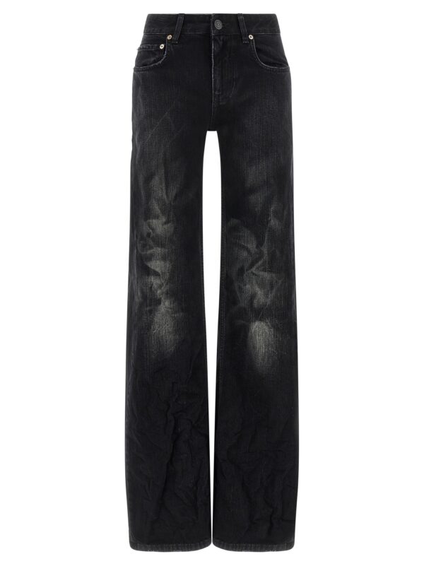 Black Cotton Flared Jeans