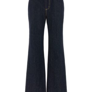 Blue Cotton Flared Jeans