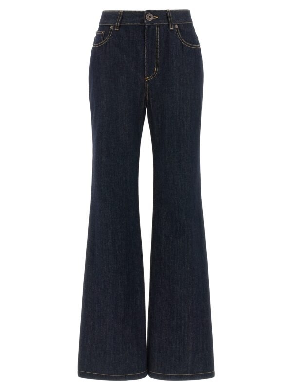 Blue Cotton Flared Jeans
