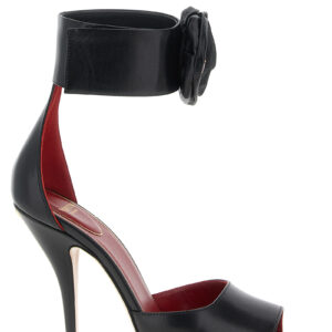 Black Calfskin Stiletto Heel Sandals