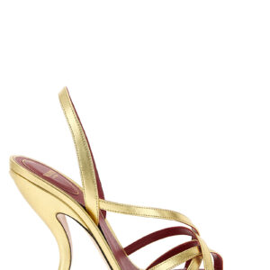 Gold Lambskin Stiletto Heel Sandals