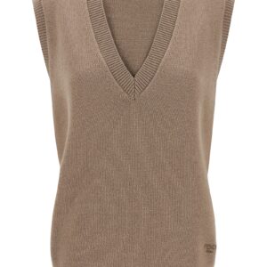 Beige Cashmere Sleeveless Jacket