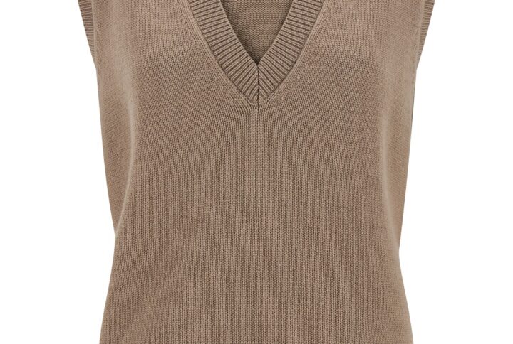 Beige Cashmere Sleeveless Jacket | Jag Couture London – New York