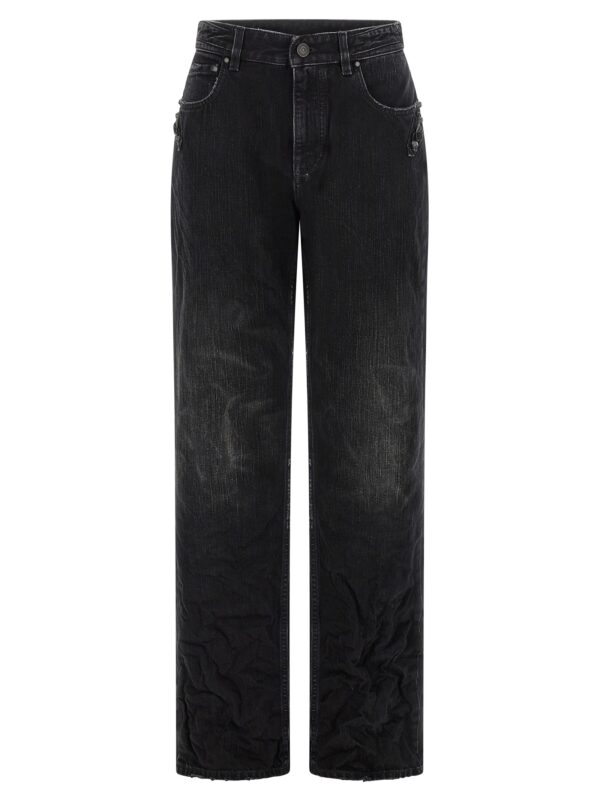 Black Cotton Straight-Leg Jeans