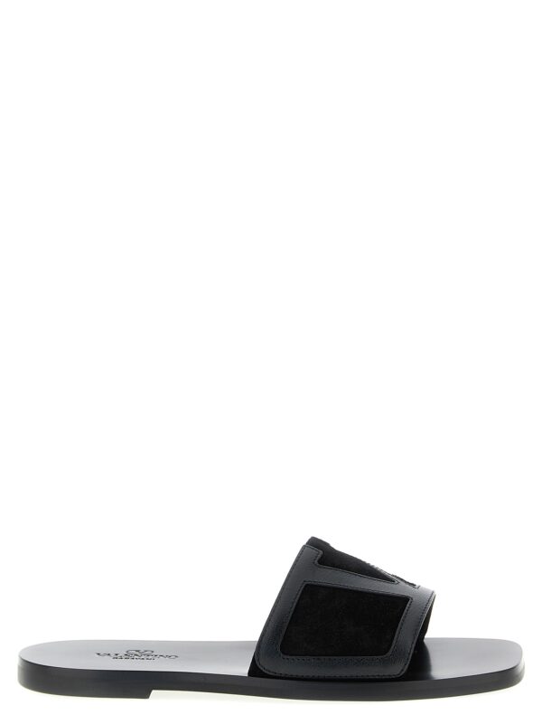 Black Calfskin Slides