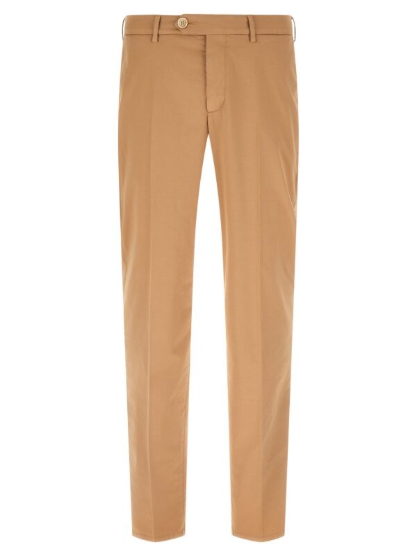 Beige Cotton Casual Pants