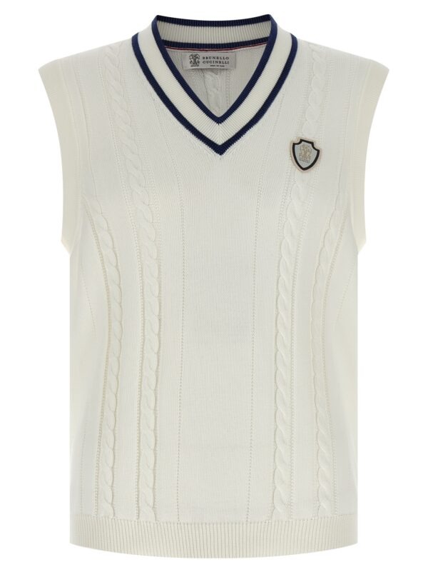 White Cotton Sleeveles Sweater