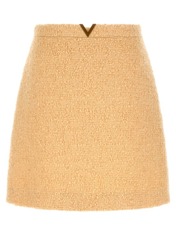 Beige Virgin Wool Long Skirt