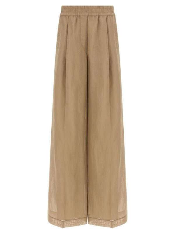 Beige Cotton Casual Pants