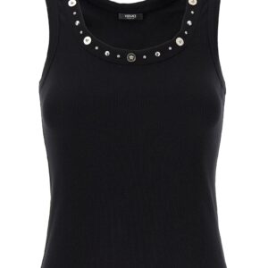 Black Cotton Sleeveles T-Shirt