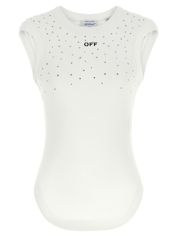 White Viscose Sleeveles T-Shirt