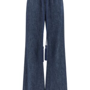 Blue Cotton Flared Jeans