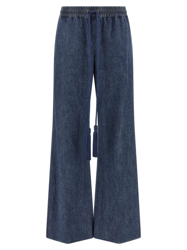 Blue Cotton Flared Jeans