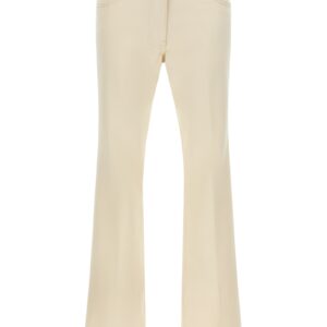 Beige Cotton Flared Jeans